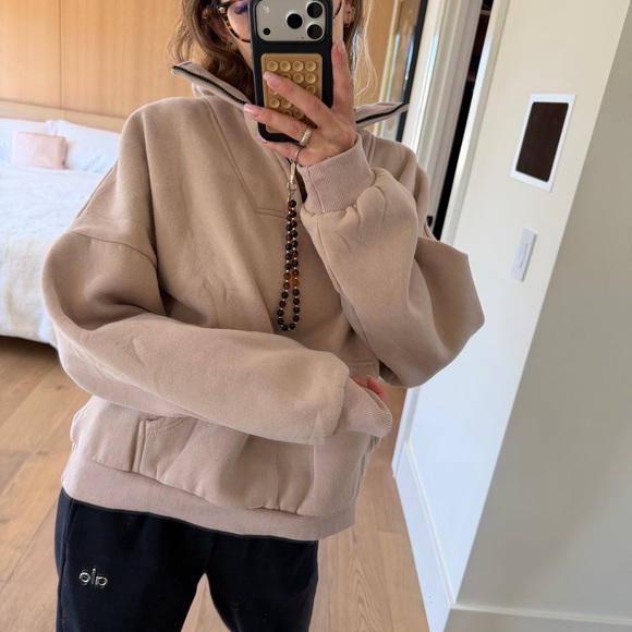 Beige Quarter-Zip Pullover - Picture 3 of 5